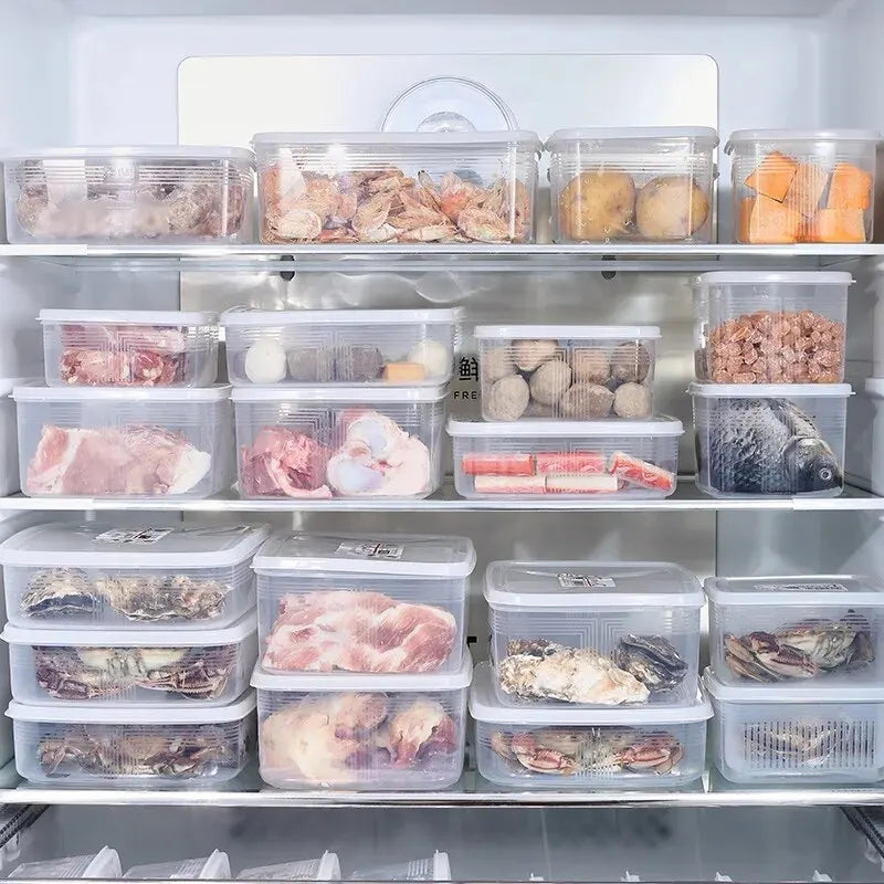 1PC Refrigerator Preservation Box Frozen Meat Refrigeration Box Food Storage Box Sorting Storage Sruit Vegetable Drainage Box