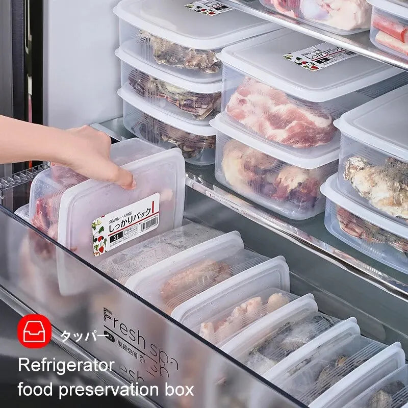 1PC Refrigerator Preservation Box Frozen Meat Refrigeration Box Food Storage Box Sorting Storage Sruit Vegetable Drainage Box