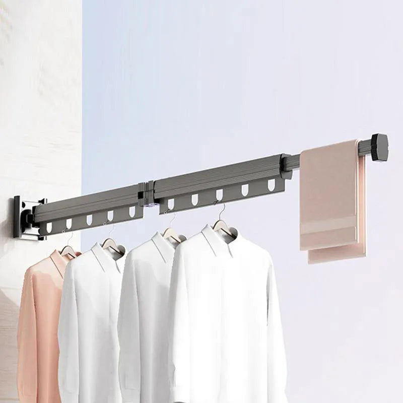 Folding Clothes Drying Rack Aluminum Alloy Rotating Clothes Hanger Collapsible Space Saving Laundry Wall Mounted Clothesline